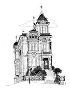 Ä°llustration of vintage Gothic house