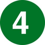 Sign of a green circle with the figure four