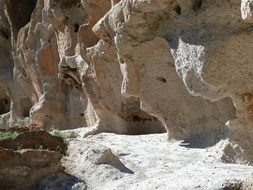 cliff in the bandelier national monument in new mexico