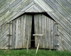 old wooden barn close up