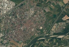 satellite photos small city old town