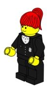 Clipart of bright lego figure of policewoman