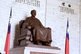 sculpture of Chiang Kai-shek in Memorial hall, taiwan, taipei