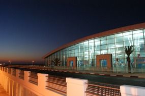 Night photography of airport in tunisia