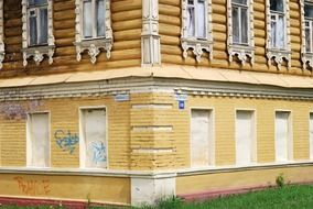 old brick and wood house in russia