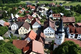 red roofs of houses