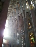 Interior architecture of the Sagrada Familia in Barcelona, Spain