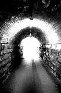 black and white picture of tunnel