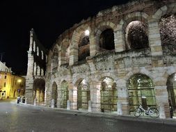 historical arena in verona at night