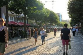 People walking on a pedestrian zone