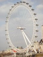 ferris wheel in london against a cloudy sky