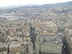 aerial view of the city of Genoa, Italy