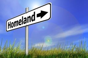 White and black 'Homeland' sign