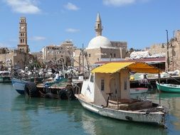 Beautiful architecture near the port with boats