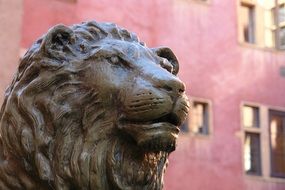 lion like a statue in lyon in france