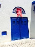 Blue door at the entrance