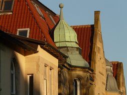 city roofs in the evening