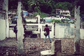 ruins of an old building after natural disaster