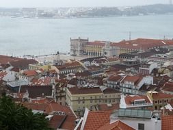 Panorama of Lisbon from a bird's flight, Portugal