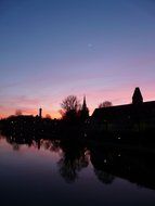 River and city at sunset