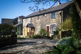 Brick cottage in a village