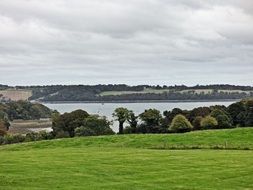 Field near the water in the Strangford