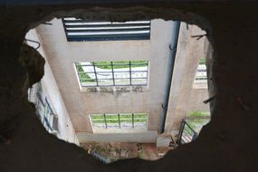 a hole in the ceiling of the house