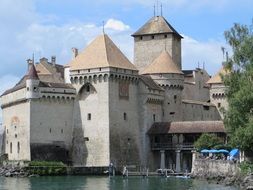 historical european castle and lake