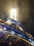 blue lights of the Eiffel Tower at night