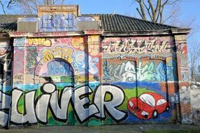 Colourful graffiti on a house