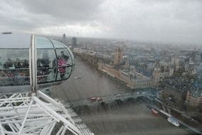 capsule of the London Eye in the background of the cityscape