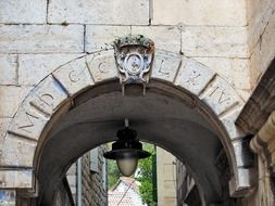 stone arch with lantern