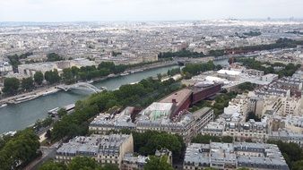 panoramic view of city on both sides of seine river, france, paris