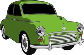 green small car as a graphic image