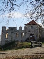 Old castle among the plants in Rabsztyn, Poland