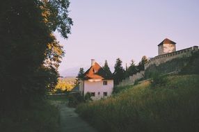 rural houses among green nature