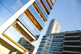 Side view of the mirrored balconies in Puerto Madero