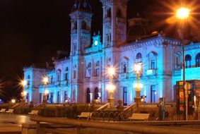 architecture of the city hall of San Sebastian at night