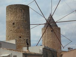 old mill windmill landmark in mallorca
