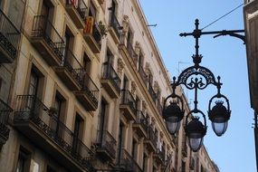 beautiful street lamps in Barcelona, Spain