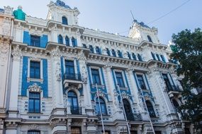 art nouveau building facade in old town of riga