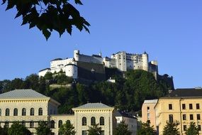 Hohensalzburg fortress against the backdrop of the cityscape of Salzburg