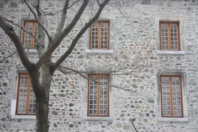 the gray walls of the montreal historic hospital