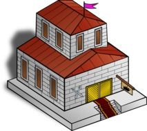 stone building with flag, game icon