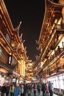 illuminated old town at night, china, shanghai