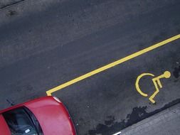 View from above of parking place for disabled people