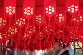 red flags in insadong street in Seoul