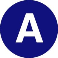 Blue circle with the letter A inside