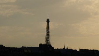 eiffel tower on a cloudy day