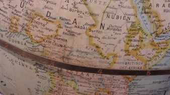 closeup picture of antique globus map